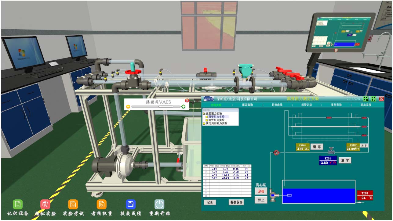流體阻力測定虛擬仿真實(shí)訓(xùn)實(shí)驗(yàn)裝置